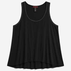 BKE Red Buckle Black Rhinestone Flowey Tank Top XL Scoop Neck